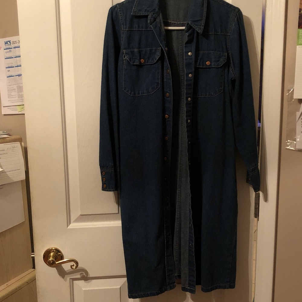 Classic Dark Blue Denim Longline Jacket